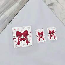 3pcs Cherry Red Ribbon Pattern Data Cable Protector, Compatible With IPhone 20W/18W Charger - Multicolor - View 5