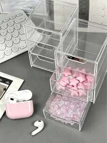 3-Layer Drawer Storage Box, Suitable For Jewelry, Hair Accessories, Earrings And Small Items, Furniture Office Study Desk Organizer, Jewelry Storage Box, Drawer Cosmetic Organizer, Bedroom Decor Desk Storage Box, Home Desk Drawer Storage Box - Multicolor - View 7