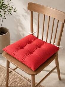6-Piece Tufted Chair Cushion Set, Made In Turkey, Soft Polyester Seat Pads, Machine Washable, 40x40 Cm For Dining, Kitchen, Garden & Office Chairs - Red - View 3