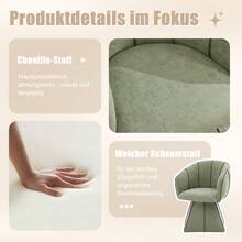 Single Rotating Chair With Chenille Fabric, Olive Green - For Living Room Or Bedroom - 橄欖 - 查看 2