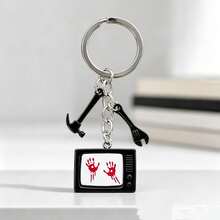 1pc/2pcs Unisex Halloween TV Hammer Wrench Pendant Accessory Hanging Decoration Halloween Gift Creative Bag Key Chain - Multicolor - View 2