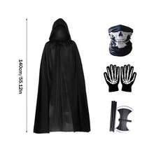 Adult Halloween Grim Reaper Costume Set, Black Hooded Cloak, Party Masquerade Role Play Decoration Props Set - Multicolor - View 16
