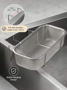 Premium Stainless Steel Side-Mounted Sink Drain Basket With Mesh Sturdy Corner-Mounted Sink Filter Drain Basket For Cooks Deep Kitchen Sink Food Scrap Filter To Wash Vegetable/Fruit Cleaner Silver Rectangle Kitchen Essential Kitchen Gadgets - L - View 6
