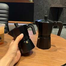 Moka Pot - 3/6/9 Cup Espresso And Cuban Coffee Brewer, Black R-Handle Stovetop Moka Pot, Suitable For Home Use And Outdoor Moka Pot - Black - View 5