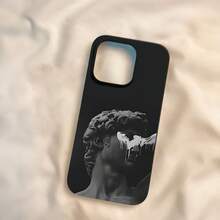 Phone Case - A  Phone Case With A Greek Statue Design And Drop Pattern, Designed For IPhone 11 To 16, Including The Pro And Pro Max Versions.This Matte Case With Large Holes Is Both Fun And Stylish. - [黑色的] - 查看 5