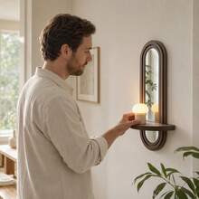 Arched Mirror Wooden Wall Hanging Shelf, Wall Decor Storage Rack, Suitable For Entryway, Bedroom, Living Room - View 3