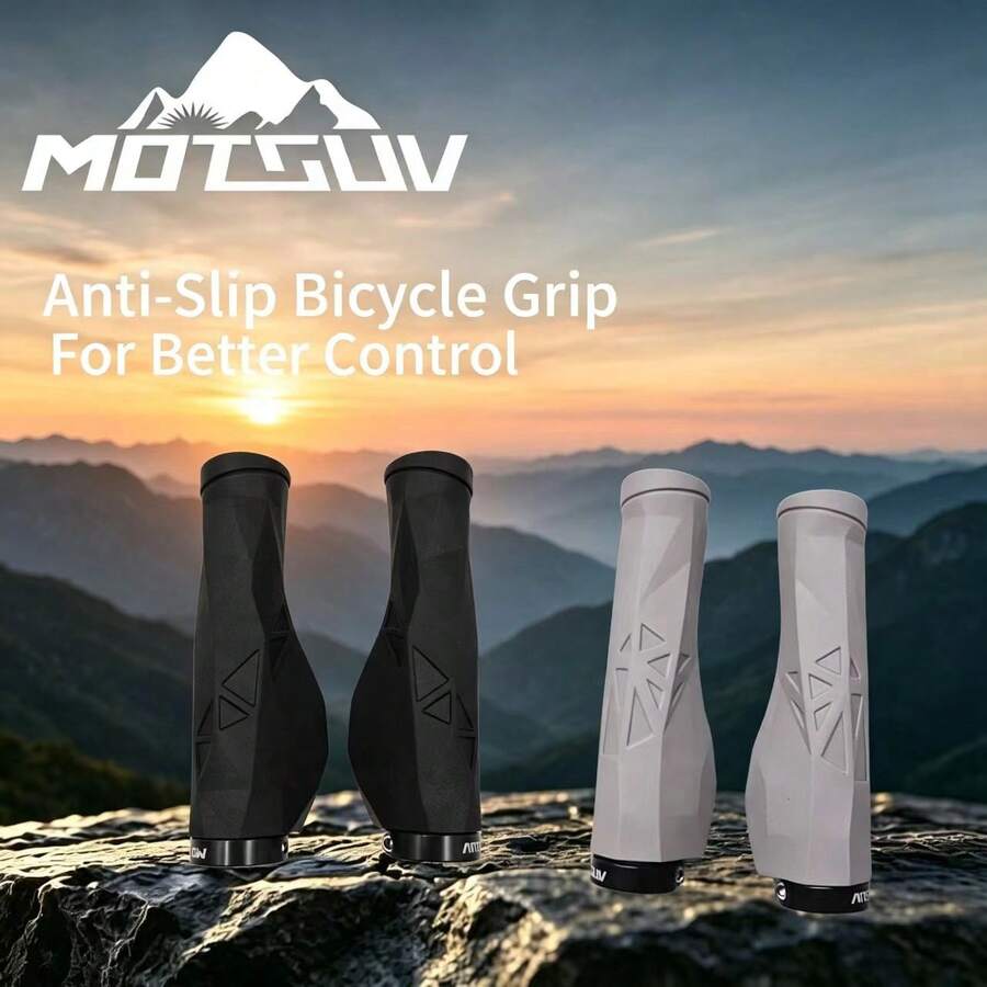 MOTSUV 1 Pair Mountain Bike Handlebar Grips With Lock-On Design, Non-Slip Comfortable Rubber Bicycle Replacement Grips, Black And Gray Optional - Multicolor - View 1