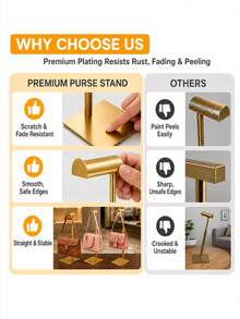 1/2/3 Pcs Adjustable Height Hanging Bag Rack, Titanium Gold Stainless Steel Handbag Display Stand, Multi-Functional Hat Jewelry Bag Storage Organizer Rack, Suitable For Home Closet, Boutique, Exhibition, Shopping Mall - Round Inner Rod A-head Brushed Titanium - View 8