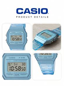 Casio Unisex Translucent Blue Digital Watch With Resin Strap, Electronic LCD Display, Retro Vintage Wristwatch, Suitable For Anniversary Gift And Fashion Accessory - one-size - View 4