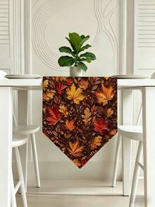 1pc,Crafted Table Runner,Autumn Vintage Maple Leaf Style Triangular Table Runner,Pointed Irregular Table Runner,Microwave Oven Cover,Pointed Irregular Tablecloth,Suitable For Dining Table,Coffee Table,Home Decor,Durable Kitchen And Dining Room Decoration,Dining Table Decoration,Entryway Decoration - Multicolor - View 1