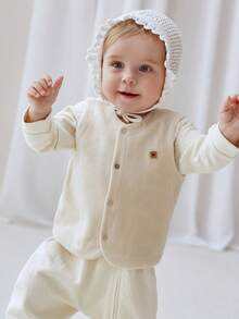 mini bala 嬰兒細絨毛護肚背心，內外皆可穿，2026秋冬款 - 乳白 - 查看 1