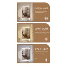 scbestuygo LED Makeup Mirror With Light, 1200mAh Rechargeable Battery Illuminated Vanity Mirror, 3-Color Lighting, Stepless Dimming, Touch Control, Rotatable & Adjustable Stand, Portable Makeup Mirror, Suitable For Bedroom, Bathroom, Travel - White - View 4