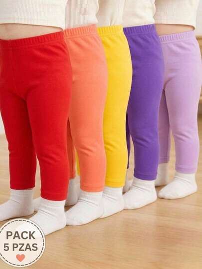 Set de 5 piezas leggins de bebe niña surtidos al azar comodos y suaves Baltic Blue