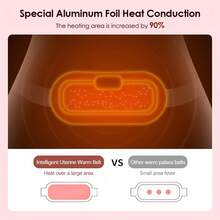 Menstrual Heating Pad, Portable USB Cable, Wireless, 6 Heating Levels, 6 Vibration Massage Modes, For Back And Abdominal Pain Relief - 粉色 - 查看 7