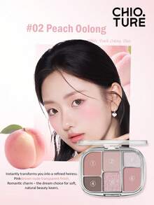 CHIOTURE Palet eyeshadow 6 warna yang istimewa, cocok untuk area bawah mata, eyeliner, perona pipi, dan highlighter, palet tunggal multifungsi, pigmentasi tinggi dan efek riasan tahan lama, cocok untuk pemula. - #02 Oolong Persik - View 5