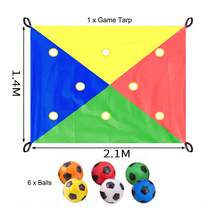 4‑Color Bean Bag Toss Game Set, 2.1*1.4m Indoor Outdoor Throwing Game With 6 Random Color Soft Ball, Multicolor Target Toss Game For Backyard Beach Party Group Team Building Activities - 4-colors, 2.1*1.4m - View 3