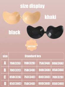 2pcs Seamless Invisible Lift Bra, Women's Backless Strapless Bra, Seamless Self-Adhesive Silicone Nipple Covers, Suitable For Wedding Dresses, Skin Color And Black, Suitable For All Seasons, For Her - Multicolor - View 6