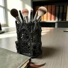 Gothic Architecture Style Makeup Brush Holder Desktop Storage Gothic Pen Holder Pen Holder 3D Printed - Multicolor - View 1