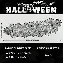1pc Halloween Asymmetrical Spider Web Table Runner, Hollow Lace Black Vintage, Suitable For Party Atmosphere Decoration And Home Decor, Party Dining Table Decoration, Kitchen, Fireplace Mantel, Bedroom Decoration Table Runner - Spider Web Table Runner - View 3