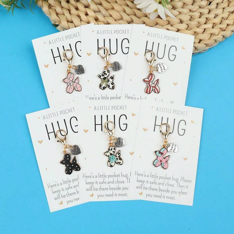 6pcs Birthday Party Atmosphere Balloon Dog Keychain Set, Unique Balloon Dog Design Brings Energetic Vibe, Ideal For Birthday Scenes. Also Suitable As Graduation Season Keepsake Gift Or Daily Surprise For Friends And Family. - Multicolor - View 1