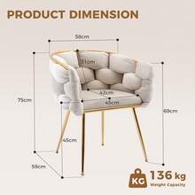 Modern Accent Chair Beige Metal Frame - Luxury Style For Living Room & Bedroom - Beige - View 3
