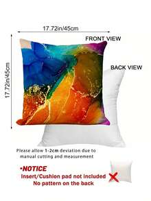 4pcs Set, Colorful Fluid Watercolor Geometric Color Block Print Pillow Covers, Living Room Sofa Art Decorative Throw Pillows, Printed Pattern, Hidden Zipper Closure, Skin-Friendly Durable Machine Washable, Pillow Inserts Not Included - Multicolor - View 6