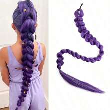 Hasbro 28 Inch Long Purple Braided Ponytail Wig, Clip-In Ponytail Hair Extension, Easy To Clip, Ponytail Styling, Suitable For Cosplay Costumes - Upgraded Version - View 2