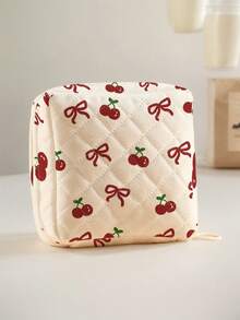 1pc Cherry Pattern Sanitary Napkin Storage Bag, Coin Purse, Storage Bag, Makeup Bag, Card Holder, Earphone Storage Bag, Can Hold Coins, Cards, Accessories, Keys, Multi-Functional Storage Bag - Multicolor - View 7