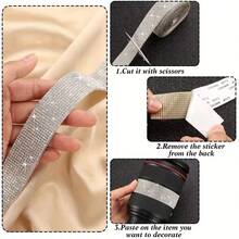 1 Roll 12-Row Self-Adhesive Crystal Rhinestone Ribbon - DIY Sequin Sticker Roll, Suitable For Handicrafts, Phone And Car Decoration, Jewelry Making Supplies, Diamond Shape - A - View 11