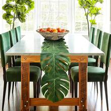 1pc Artificial Tropical Palm Leaf Tabletop Decor, Hawaiian Theme Faux Palm Leaf Tablecloth, Home Desktop Decoration, Suitable For Hawaiian, Flamingo, Summer Beach, Birthday And Aloha Party Table Skirt, Kitchen Decor - Multicolor - View 4