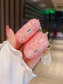 Compatible For AirPods 4 Pro2 3 1/2/3 Shell Pink Leopard Print Earphone Case Luxury Fashion With Shell Pendant - Watermelon Pink - View 3