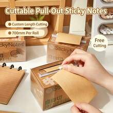 Free-Cut Pull-Out Sticky Notes, Kraft Paper Material Customizable Cut Label Notebook, Creative Convenient Cuttable Self-Adhesive Sticky Notes, 1 Roll Memo Paper Length 700CM, Office Label Paper Customizable Stick, Convenient Note Extension Sticker, Customizable Daily Diary Memo Paper - one-size - View 7