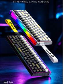 RAIKU Wired RGB Backlit 68-Key Keyboard, Compact Portable 60% Layout Keyboard - View 2