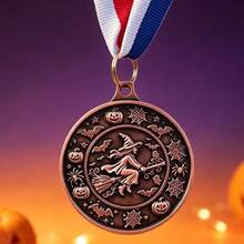 1pc Simple Classic Halloween Pattern Medal, 3D Embossed Zinc Alloy Medal, Halloween Game Challenge, Event Completion Souvenir, Halloween Holiday Gift, Festival Competition Reward - Bronze - View 6