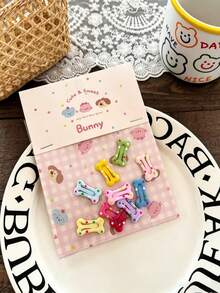 20Pcs Cute Polka Dot Bone Shape Pet Hair Clips, Mini Colorful Dog Hair Barrettes, Small Puppy Grooming Hair Accessories, Random Color Pet Decorative Hair Pins For Yorkshire Teddy Small Dogs - Multicolor - View 1
