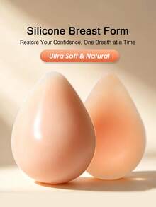 ANGDIE 1 Pair Silicone Water Drop Shaped Breast Prosthesis, Artificial Silicone Breast Implants Chest Pads, Unisex For Post-Mastectomy - Khaki - View 2
