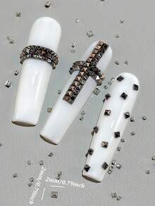 1box Silver Alloy Square Rivet Y2K Nail Charms Gun Black Golden Punk Spike Studs Nail Nail Parts Square Cone Rivets 3D Decoration - Multicolor - View 8
