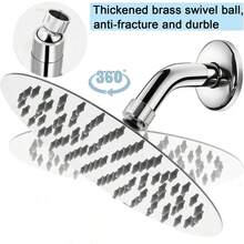 1 pièce Pomme de douche ronde de 8 pouces, pivotante à 360°, large couverture, buses en silicone faciles à nettoyer, pomme de douche de salle de bain suspendue, pomme de douche uniquement - rond - Voir 5