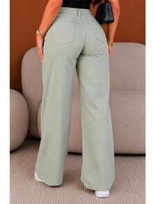 BNB WOMEN'S WIDE LEG JEANS PREMIUM HIGH-WAISTED FLARE PANTS - 翠 - 查看 6