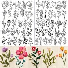 Stick & Stitch Water-Soluble Wash-Away Embroidery Transfer Paper, Pre-Printed Delicate Mixed Wildflower Leaf Plant Fine Line Art Pattern, Suitable For Hand Sewing - A079 - View 16
