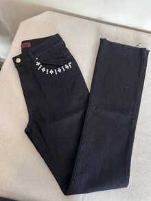pthirillo Women Jeans - Rhinestone and Pearl Floral Trio Bag - View 5