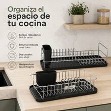 Stainless Steel Dish Drying Rack With Removable Drip Tray And Cutlery Holder, Kitchen Organizer With Non-Slip Base And Sturdy Grid Structure - 銀色 - 查看 7