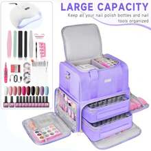 Nail Polish Organizer Holds 80+ Bottles, Nail Polish Carrying Case With 2 Removable Bags, Nail Organizers And Storage For Nail Tech, Portable Nail Supplies Holder, Mother Day Gift For Women Grils - Purple - View 7