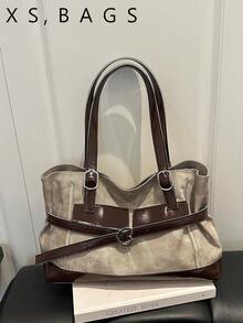 Casual Vintage Large Capacity Women's 2026 New Commuter Versatile Shoulder Underarm Bag Fashion Tote Handbag - Khaki - View 1