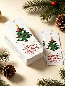 [Christmas]1/48/96pcs Christmas Decorative Hanging Tags (Includes 10m Jute Rope) Christmas Tree & Star Pattern Tags, Suitable For Christmas Decoration And Holiday Celebration - Multi-color (includes Hemp Rope) - View 4