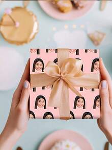 Personalised Funny Face Photo Wrapping Paper, Customised Face Gift Wrap, Multiple Colors, Birthday Wrapping Paper, Anniversary, Your Photo Wrapping Roll - Multicolor - View 6