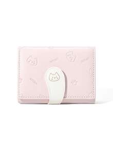 Flower Short Coin Wallet, Simple Black And White Contrasting Color Three Fold Wallet, Compact And Portable Multi Slot Coin Wallet, Cute Storage Wallet - Multicolor - View 15