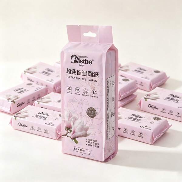 [Mistebell]Papel Higiênico Úmido Portátil Pacote Pequeno Tamanho de Viagem Mini Lenços Íntimos de Limpeza Adulto Descartáveis Papel Higiênico Úmido para Toda a Família (8 peças/Pacote * 10 Pacotes) 1 Peça peça