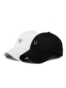 1 pieza Gorra de béisbol ajustable con estampado casual minimalista para hombres - Combinación blanco y negro - Ver 4