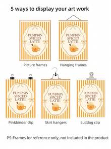 1pc Frameless Pumpkin Spice Latte Fall Wall Art Poster Dorm Gift - Multi-color - View 8